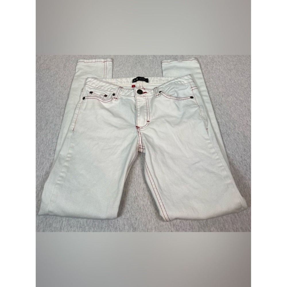 Marc Nelson Skinny Jeans – White Denim with Red Stitching ‎ Size 29 🤍🔴